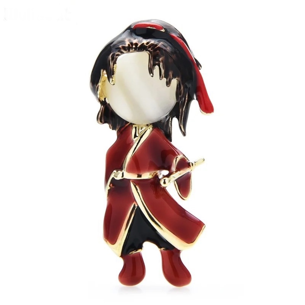RED ANIME SAMURAI BROOCH / PIN